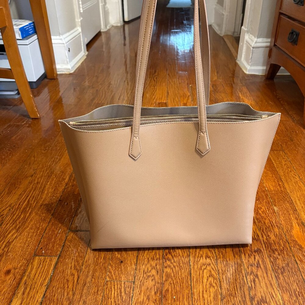 Quince Italian Leather Triple Compartment Shopper Tote